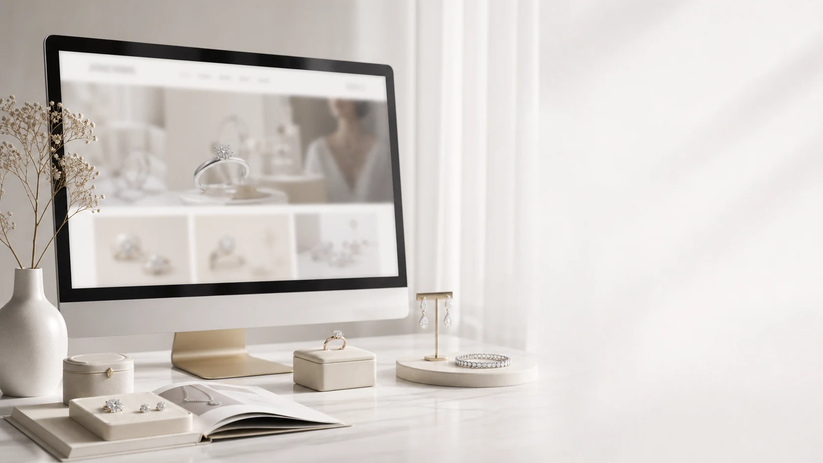 Desktop preview of a branded jewelry storefront