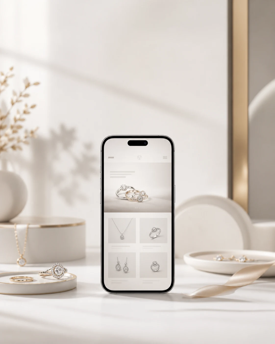 Mobile preview of a branded jewelry storefront