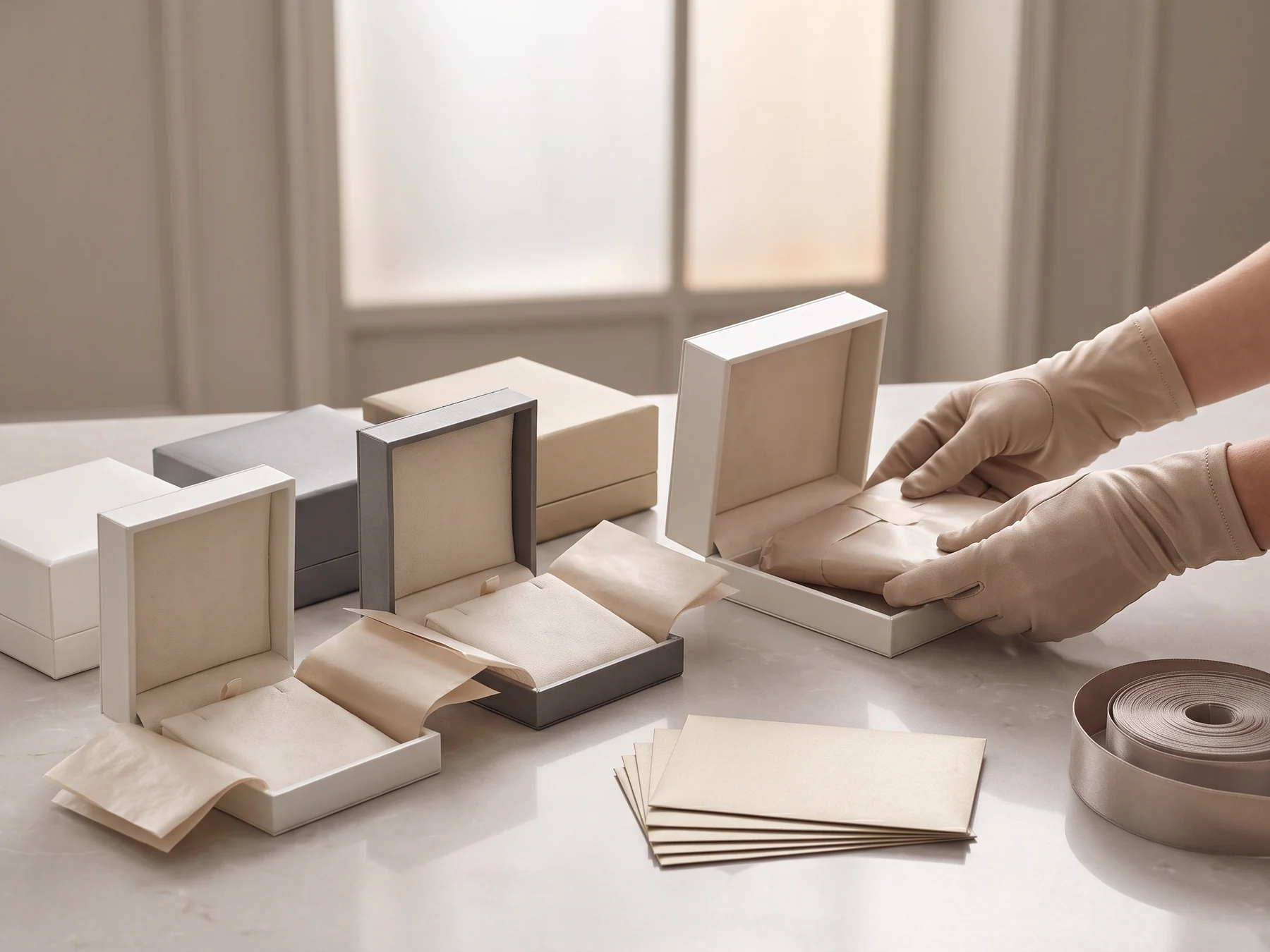 White-label jewelry packaging prepared for seller fulfillment